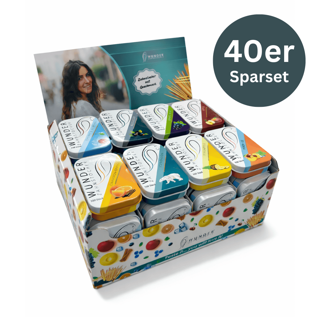CandyPeak Wunder Zahnstocher mit Geschmack, Vorteilsbox (5x8 Sorten)