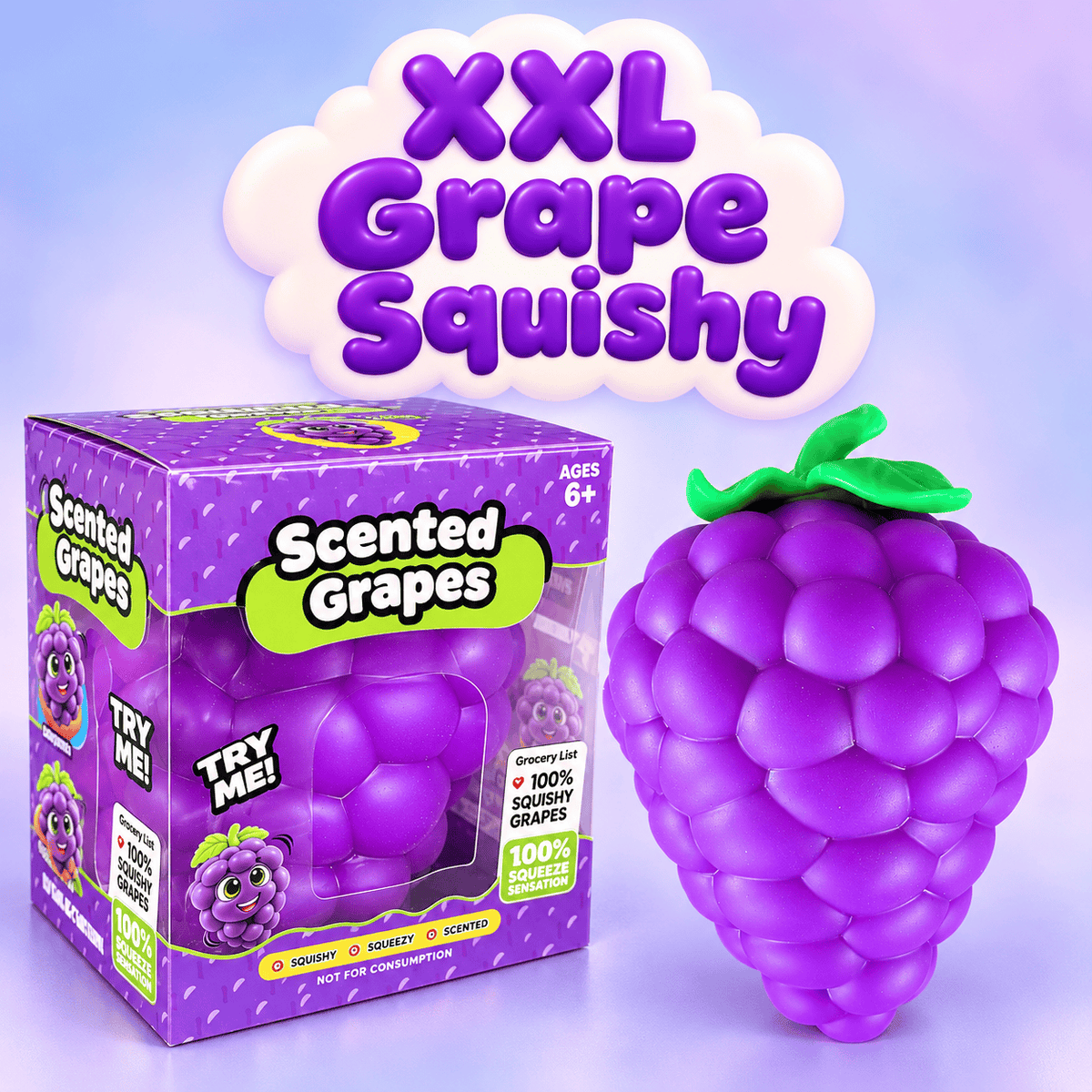CandyPeak XXL Scented Grape Squishy, Anti Stress (riecht nach Traube)
