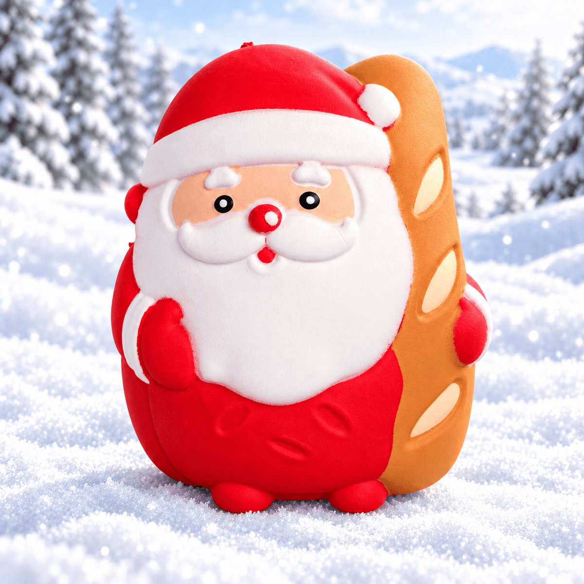 CandyPeak XXL Squishy Santa Claus Baguette (16x12 cm) – Weihnachtsmann Stressball